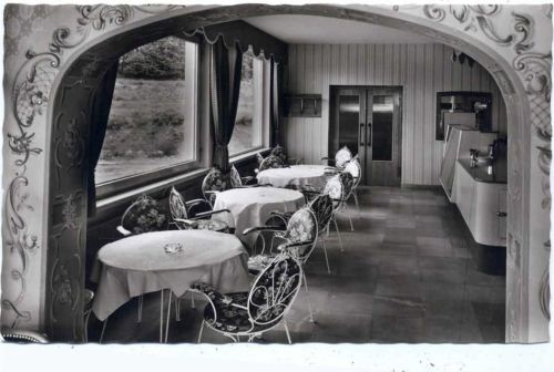 um 1950/60 Wald-Michelbach, Cafe-Pension Kreidacher Höhe, Cafe, Wandmalerei,Gebr. Metz Tübingen