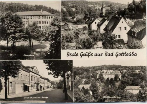 1971 Bad Gottleuba, 4 Ansichten, Kliniksanatorium, Oberschule,H. Sander K.G. AKU1