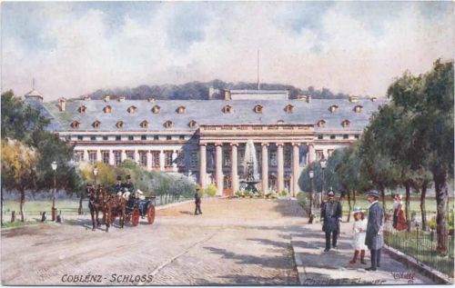 um 1910/20 Koblenz, Schloss, Künstler-AK,Raphael Tuck & Fils Ltd.,sign. Charles F. Flower