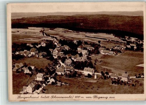 Langenbrand 1933 Fliegeraufnahme des Ortes Original aufmontierte Verlagsmusterkarte