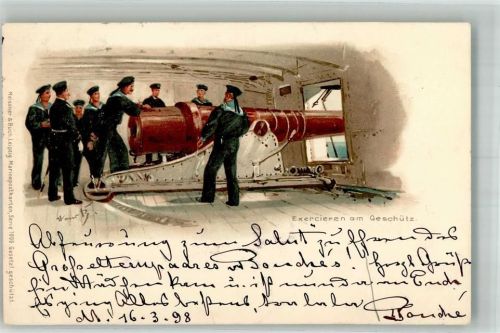 1898 Exercieren am Geschütz , Meissner u. Buch Serie 1000 + Adelskorrespondenz