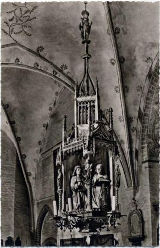 um 1950/60 Mölln, St. Nicolaikirche, Marien-Verkündigungsleuchter, Kirchenkunst,Schöning & Co AKU1
