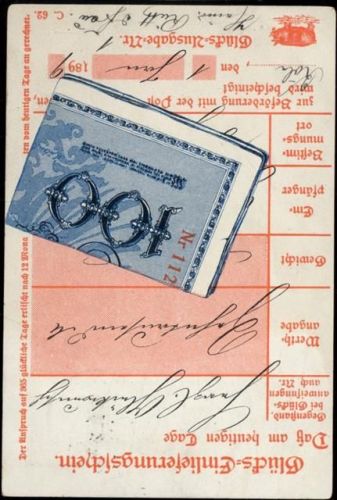 1898 Glücks-Einlieferungsschein.