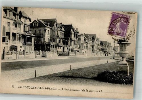 62520 Le Touquet-Paris-Plage 1929 Foto AK Boulevard de la Mer Briefmarke bildseitig