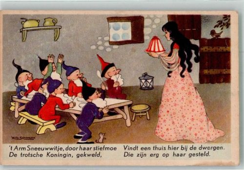 sign. Schermele Willy Sprookjes Serie Und die 7 Zwerge Schneewittchen Gebrauchsspuren