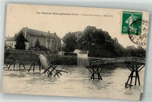 77100 Meaux 1914 Foto AK WK I Feldpost Frankreich Marke bildseitig