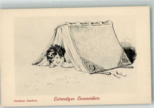 Lebendiges Lesezeichen Kleines Kind mit Buch als Zelt