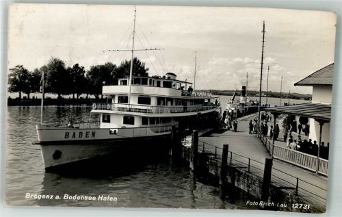 Bregenz Hafen Dampfschiff Baden Binnenschiff Foto AK