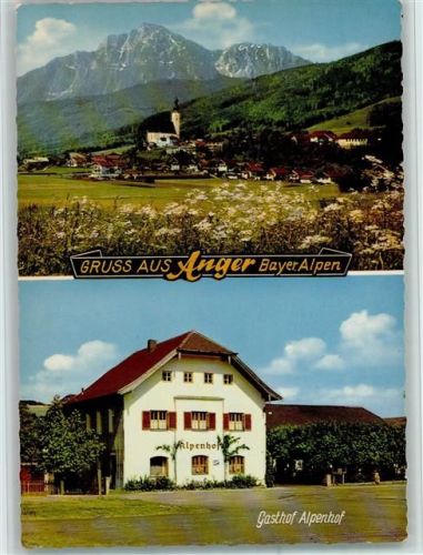 Anger Ortsansicht und Gasthof Alpenhof 2-Bildaufnahme