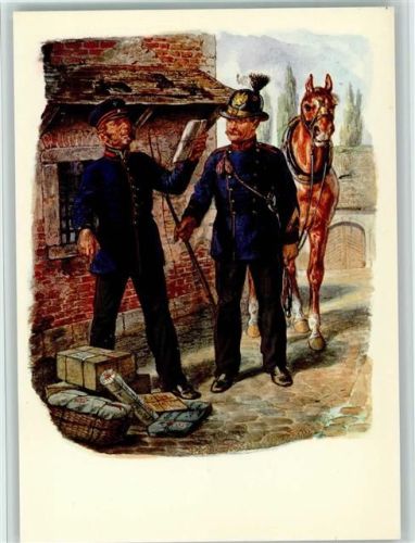 Postillion und Packmeister Kaiserliche Reichspost 1879 Aquarell von G. Müller
