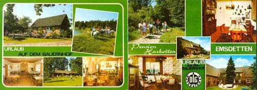 Emsdetten Pension "Harkotten", 2-fach Klappkarte, mit Kurzinfos