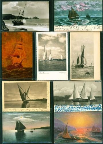 Segelboote Lot mit 20 AK, 1900 - ca. 1930; überwiegend gute Erhaltung, größtenteils gelaufen