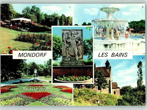 Mondorf-les-Bains Kinder stehen unter dem Brunnen Park AKU2