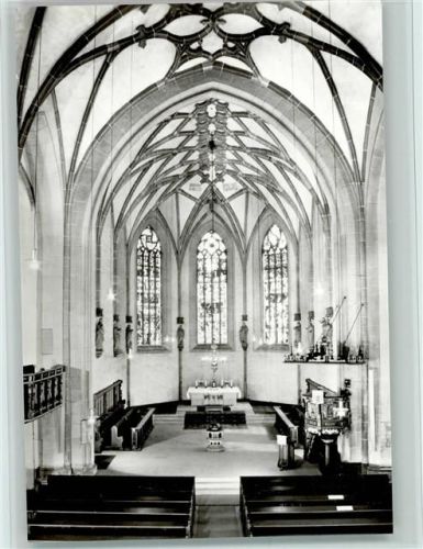 Schmalkalden Stadtkirche St. Georg Blick zum Altar Barock-Kanzel Farbglasfenster
