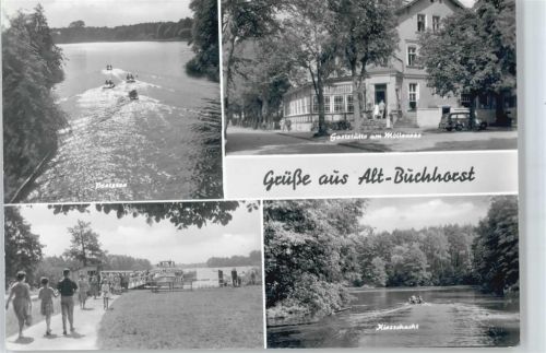 15537 O1252 Grünheide , Mark - See Boot Baum Fußgänger Gaststätte am Möllensee