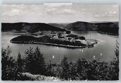 Edersee See Berg Panorama Boot Baum