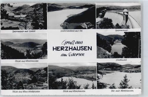 Herzhausen See Sperrmauer Schloss Feld Haus Baum