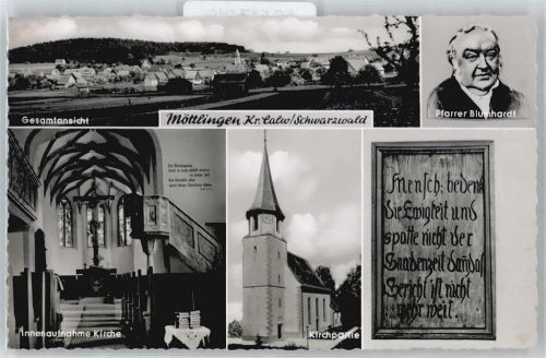 75378 W7263 Möttlingen , Württ - Kirche, Pfarrer Blumhardt