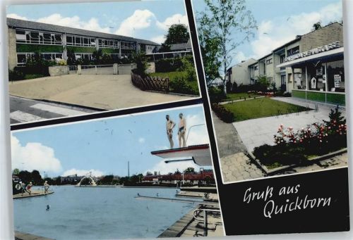 Quickborn Schwimmbad Sprungturm Blumen Haus Zaun