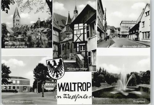 45731 W4355 Waltrop - Dortmunder Straße Teich Kirche Treppe Fußgänger