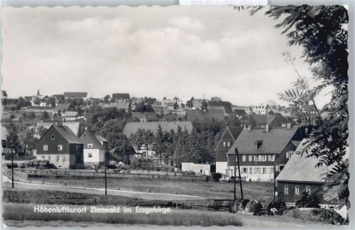 Zinnwald-Georgenfeld gel. 24.06.64, Ortsansicht, Leiterwagen, Sonderstempel, Fotokarte