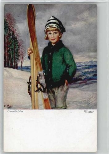 Winter , Mädchen mit Ski