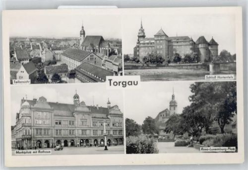 Torgau Marktplatz mit Rathaus, Rosa-Luxemburg-Platz, Schloss Hartenfels