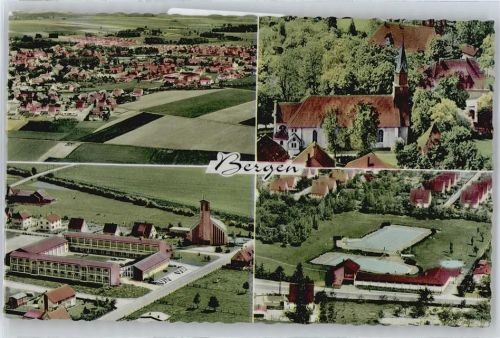 Bergen Fliegeraufnahme, Kirche, Schwimmbad