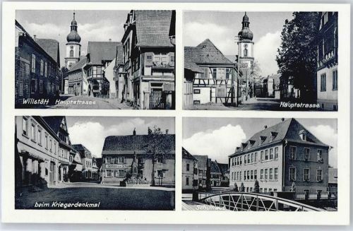 Willstätt Hauptstraße, Kriegerdenkmal, Gasthof zum Schwanen, Schule