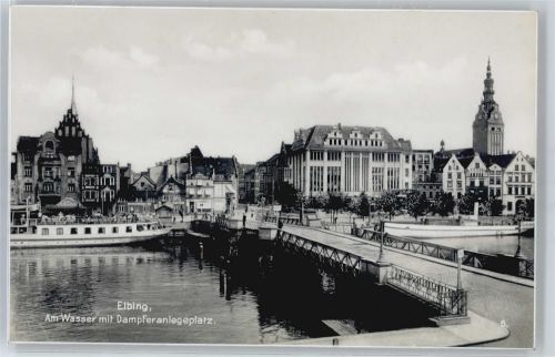 Elbing Dampferanlegeplatz, Brücke, Trinks AK