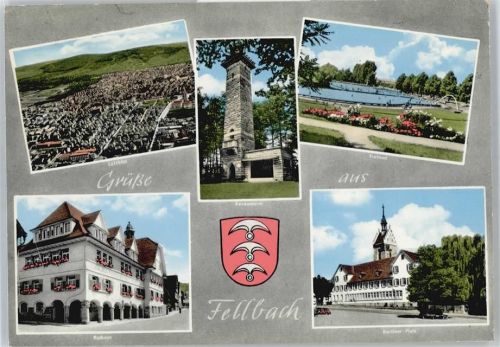 Fellbach Schwimmbad Platz Rathaus Fliegeraufnahme