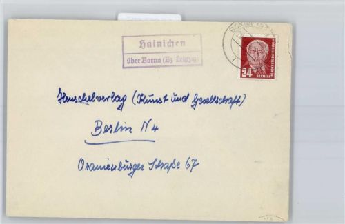 04567 O7201 Hainichen b Borna b Leipzig KEINE AK Landpoststempel