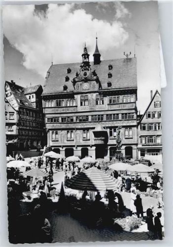 Tübingen gel. 14.08.62, Marktplatz mit Rathaus