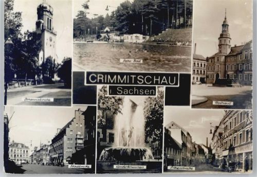 Crimmitschau Johanniskirche, Stadtmitte, Bad, Kinderbrunnen, Rathaus, Silberstraße