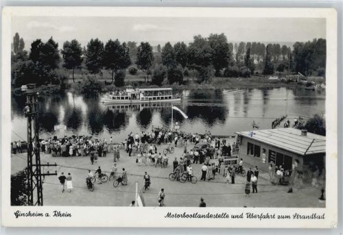 65462 W6095 Ginsheim-Gustavsburg - Motorbootlandestelle, Überfahrt zum Strandbad
