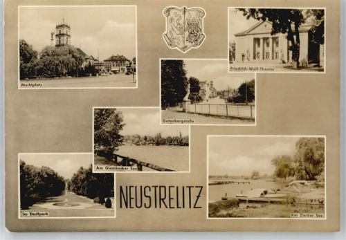Neustrelitz Marktplatz, Gutenbergstraße, Am Glambecker See, Stadtpark, Am Zierker See, Theater