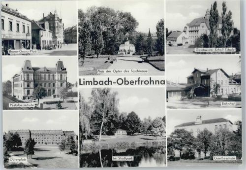 Limbach-Oberfrohna Bruno-Granz-Platz, Schule, Dürerplatz, Stadtpark, Bahnhof, Platz der Opfer des Faschismus, Ehrenmal
