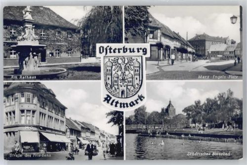 39606 O3540 Osterburg (Altmark) - Am Rathaus, Marx-Engels-Platz, Straße des Friedens, Städtisches Biesebad