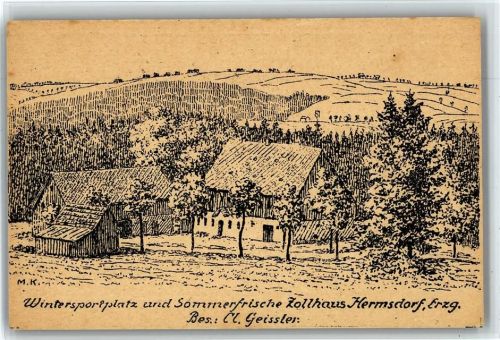 Hermsdorf Wintersportplatz Sommerfrische Zollhaus, sign. M.K.