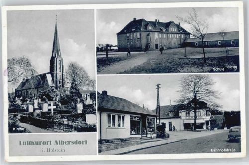 Albersdorf Kirche, Schule, Bahnhofstraße