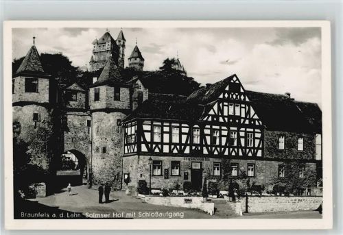 Braunfels 1951 Hote lSolmser Hof mit Schloßaufgang Foto AK 50 Jahre Cramers Kunstverlag