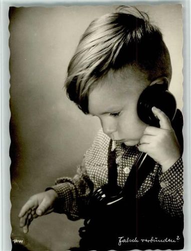 Popp Karte - Falsch verbunden - Kind beim Telefonieren