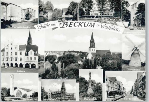 Beckum Elisabeth-Hospital Westpark Höxberg Liebfrauenkirche Windmühle Nordstraße Mariensäule Landratsamt Martinskirche Rathaus