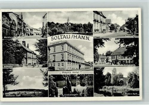 Soltau Marktstraße Rathaus Ahlstener Flatt St. Johanniskirche Meyns Hotel Einfrielingen Poststraße Blick auf die Kirchstraße Röders Park
