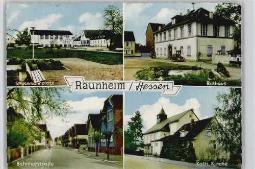 Raunheim Stresemannplatz Bahnhofstr. Kath. Kirche Rathaus