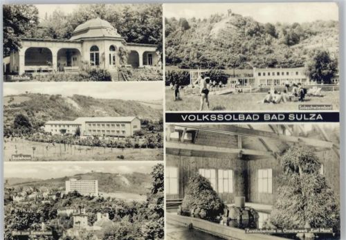 Bad Sulza Trinkhalle Badehaus Bettenhaus Soleschwimmbad Zerstäuberhalle im Gradierwerk Karl Marx