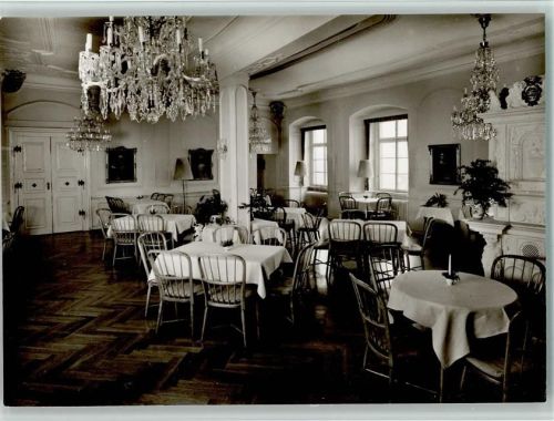 Schönberg Knappschafts-Vorsorgeheim Schloß Schönberg Innenaufnahme Speisesaal Kronleuchter