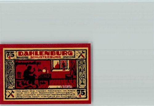 Dahlenburg Notgeldschein Scherenschnitt Schuster