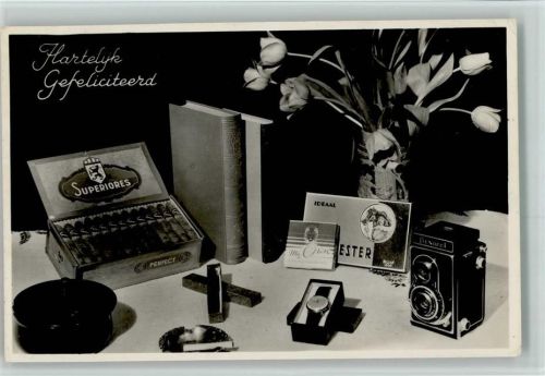 Hartelijk Gefeliciteerd - Zigarren, Armbanduhr, Fotoapparat - Stilleben