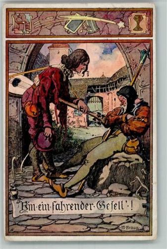 Deutscher Weltbund Wien Nr. 3 AK sign W. Braun - Fahrender Gesell - Berufe